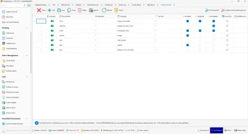Software alarms configuration